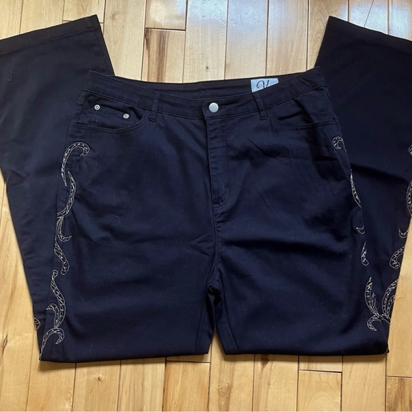 Black Jeans with Side Leg Studs-Size XL-Lightweight - Picture 1 of 4